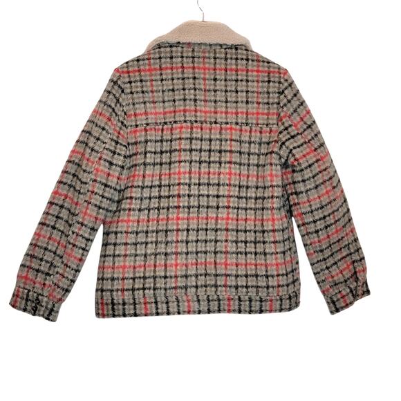 Brixton Nouvelle Plaid Sherpa Peacoat Red Black Vanilla Cozy Fall Winter Chic M - Picture 8 of 16